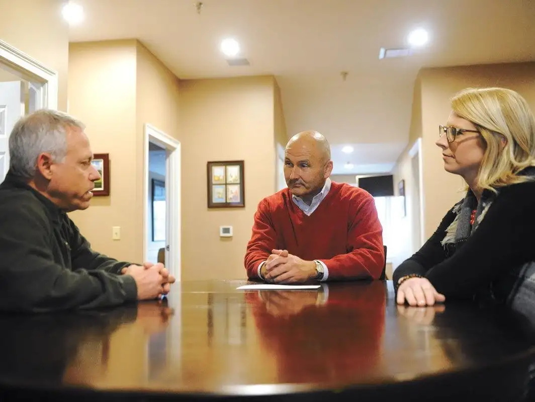 Ashley Hux meeting with local members of Hamblen Interagency Coalition