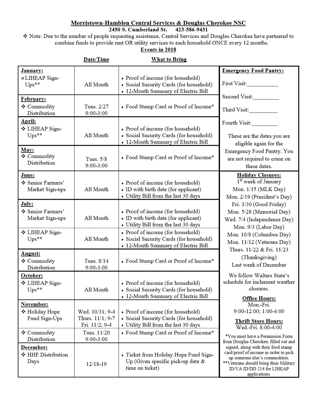 Preview Image of the Event Calender of Services