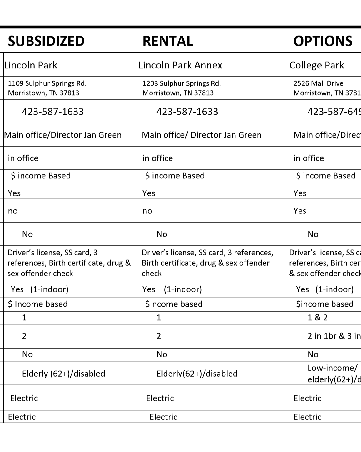 Preview Image of the Subsidized Rental Options Document